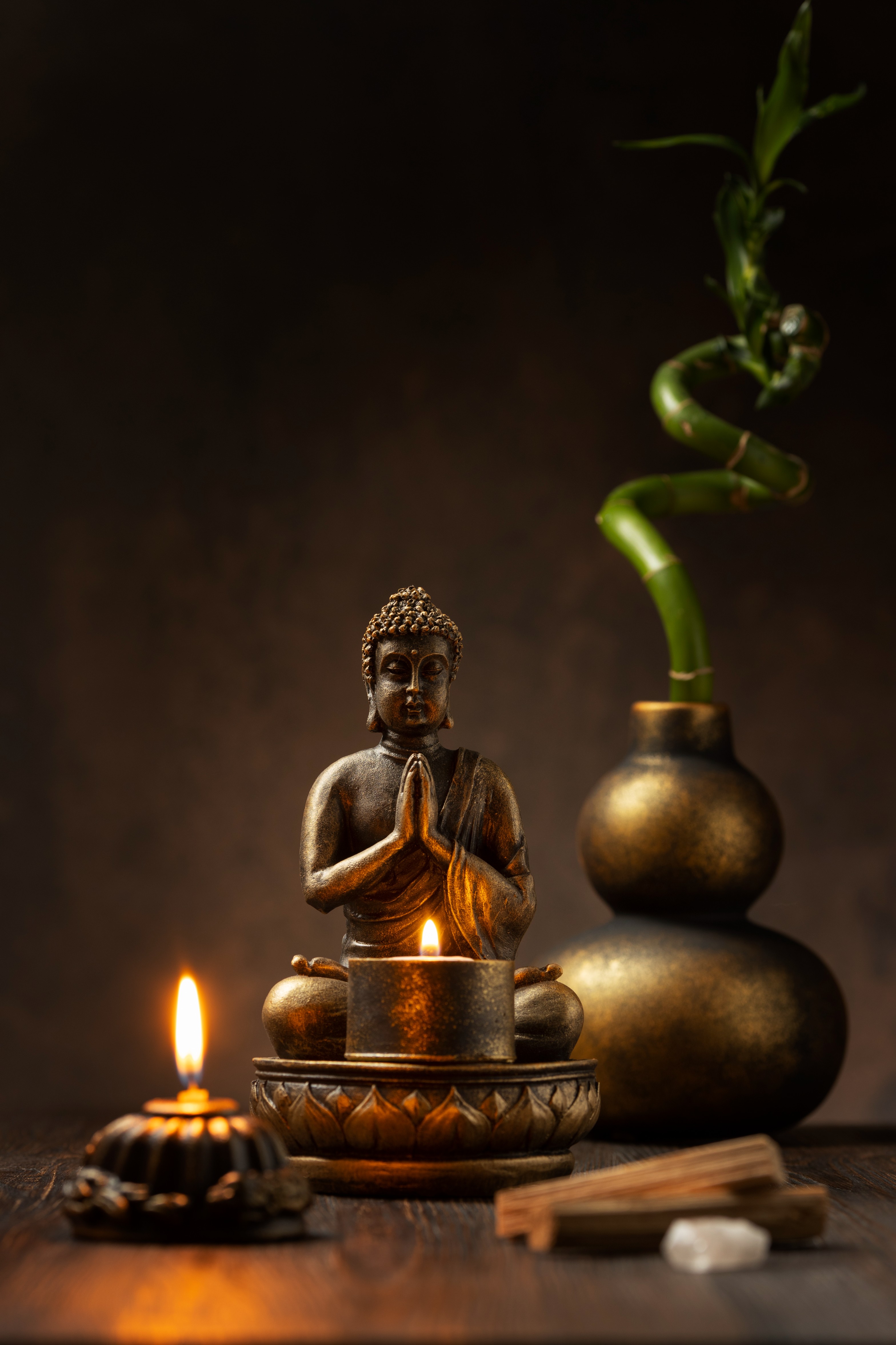 Floating sound therapy session with singing bowl